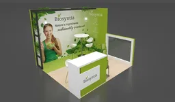 10x10 booth with greenery and high table
